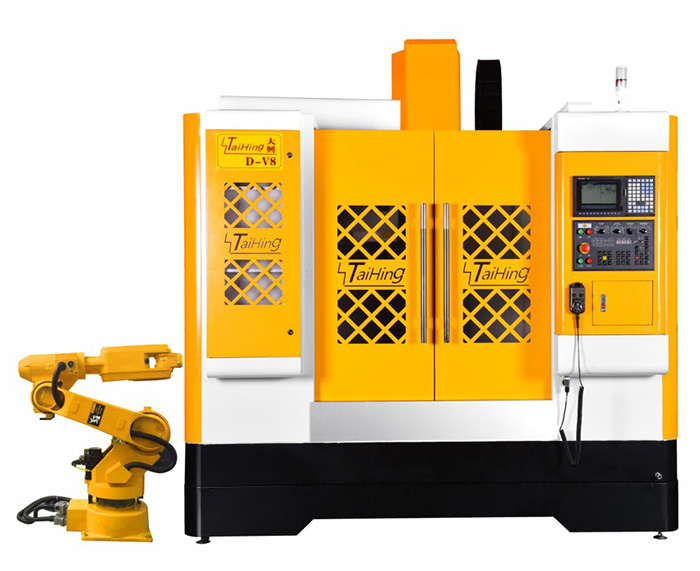线轨机D-V8（三菱系统）—CNC850三轴线轨机(高速高精密零件立式加工中心机） （带油雾得理器） 主轴转速达18000转 ，带机械手